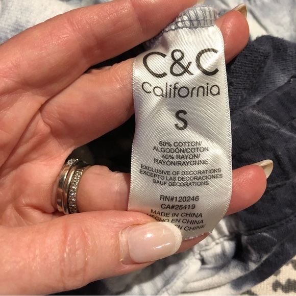 C&C California tie dye jogger sweatpants dark grey blue drawstring S - Picture 4 of 7